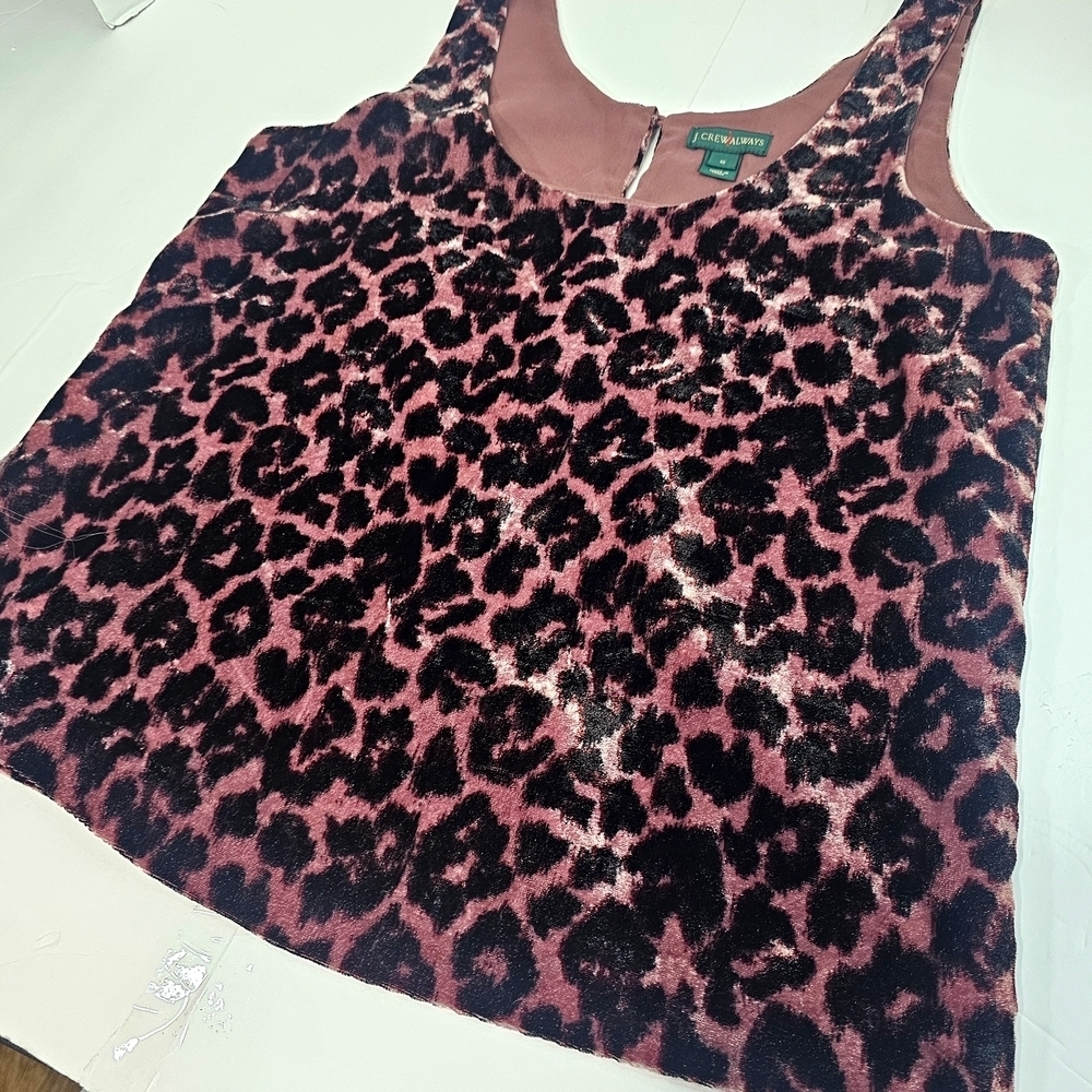 J. Crew Burgundy Leopard Velvet Tank Top - Picture 2 of 14